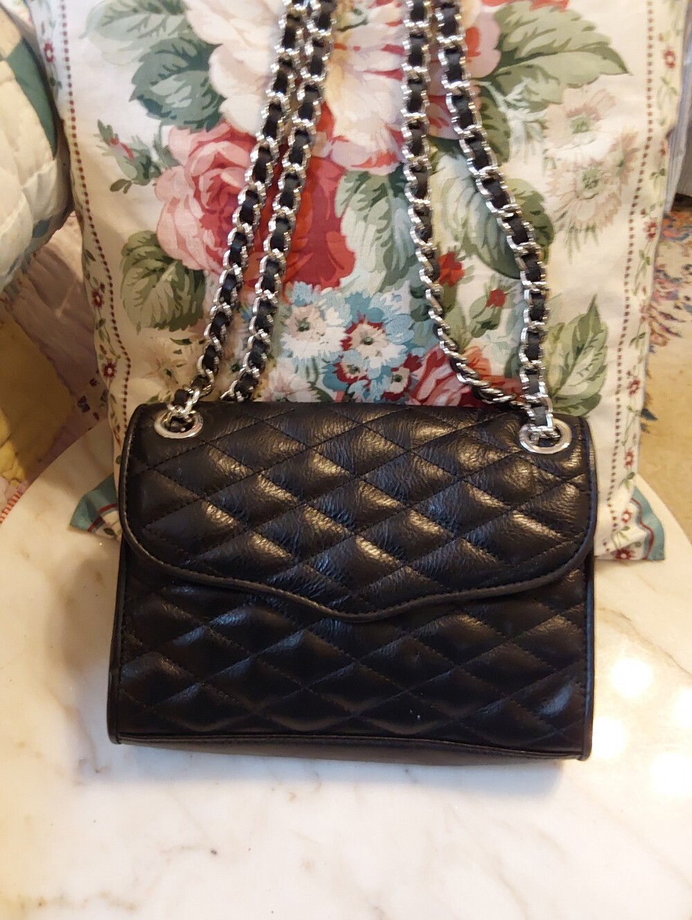 NWOT Rebecca Minkhoff Black Quilted Leather Bag, Shoulder Chain Strap - Picture 2 of 8
